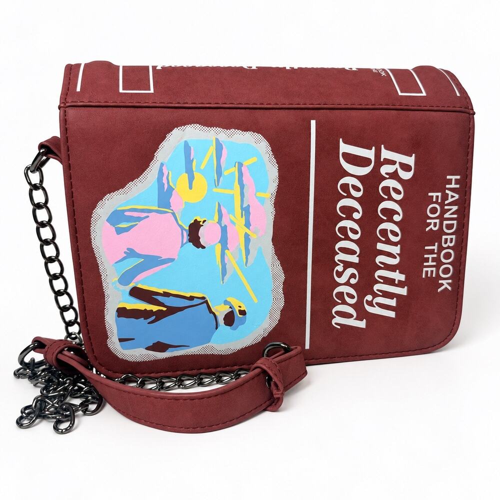 Beetlejuice Handbook Recently Deceased Book Crossbody Bag Burgundy Womens